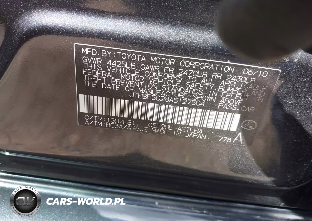 2010 Lexus Is 250 VIN:JTHBF5C28A5127504 - 9
