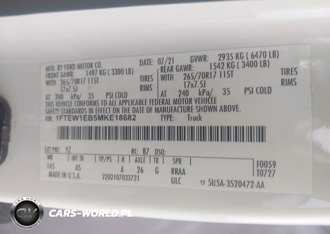 2021 Ford F-150 Xl VIN:1FTEW1EB5MKE18682 - 9