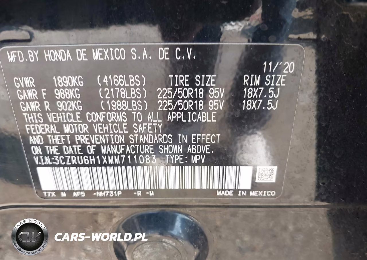 2021 Honda Hr-V Awd Sport VIN:3CZRU6H1XMM711083 - 9