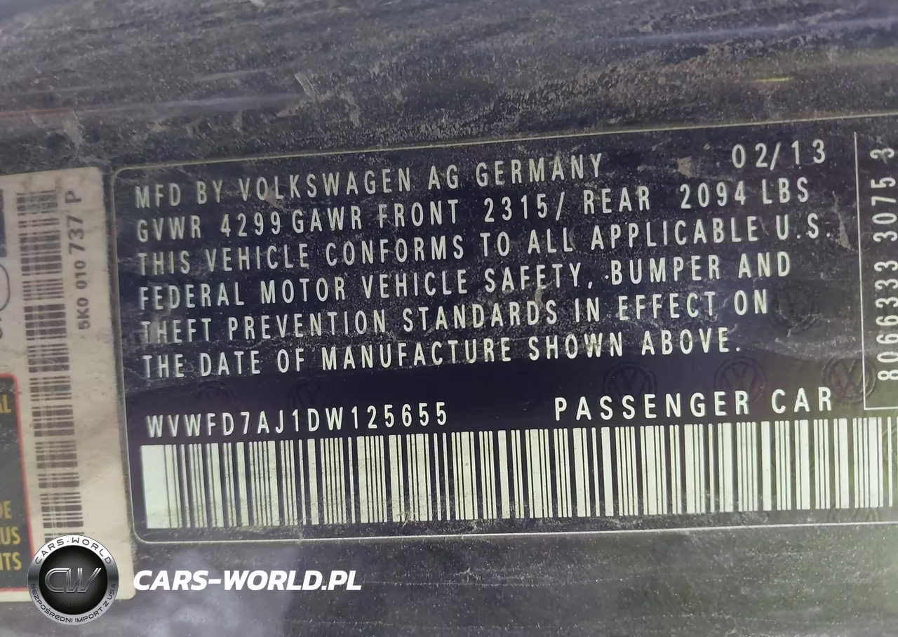 2013 Volkswagen Gti 2-Door VIN:WVWFD7AJ1DW125655 - 9