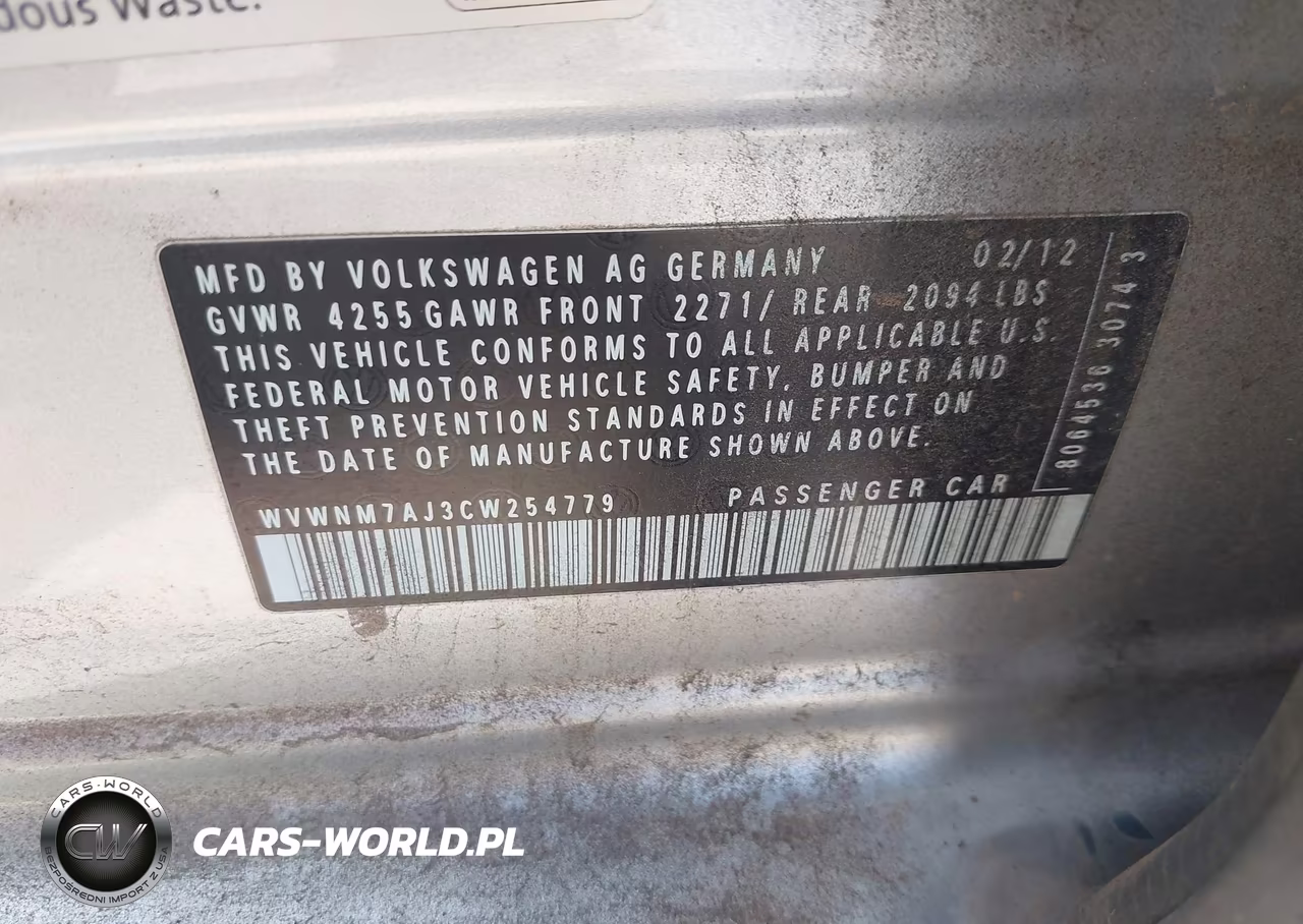 2012 Volkswagen Golf Tdi 4-Door VIN:WVWNM7AJ3CW254779 - 9