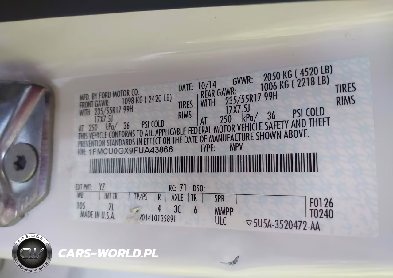 2015 Ford Escape Se VIN:1FMCU0GX9FUA43866 - 9