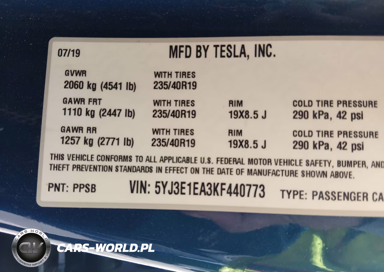 2019 Tesla Model 3 Long Range-Mid Range-Standard Range-Standard Range Plus VIN:5YJ3E1EA3KF440773 - 9