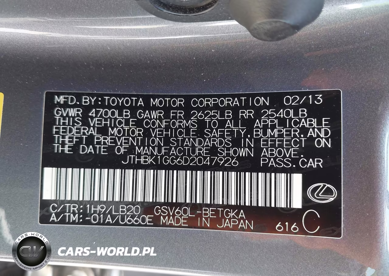 2013 Lexus Es 350 VIN:JTHBK1GG6D2047926 - 9