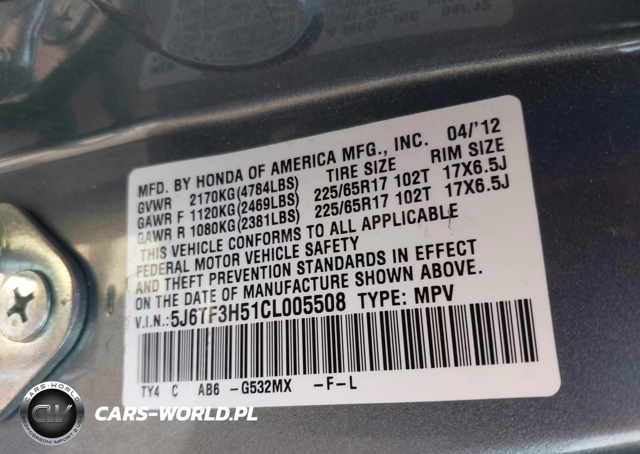 2012 Honda Crosstour 2.4 Ex-L VIN:5J6TF3H51CL005508 - 9
