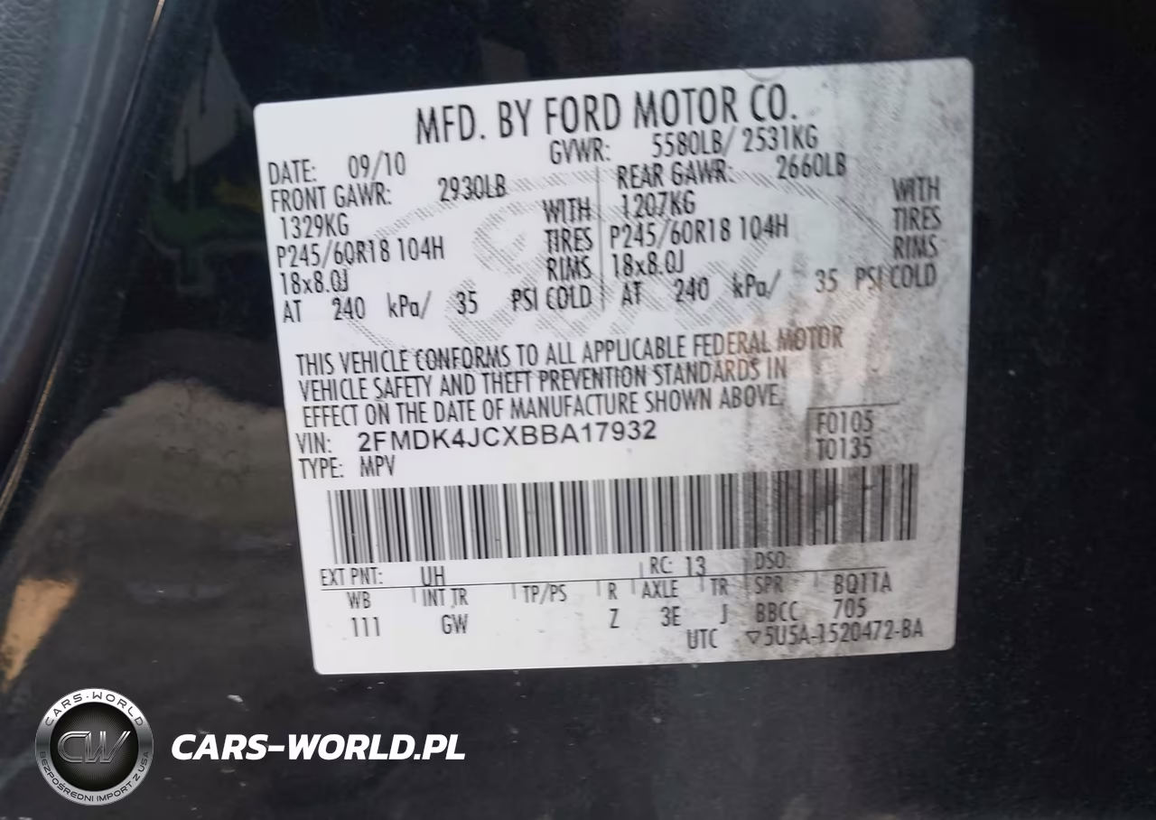 2011 Ford Edge Sel VIN:2FMDK4JCXBBA17932 - 9