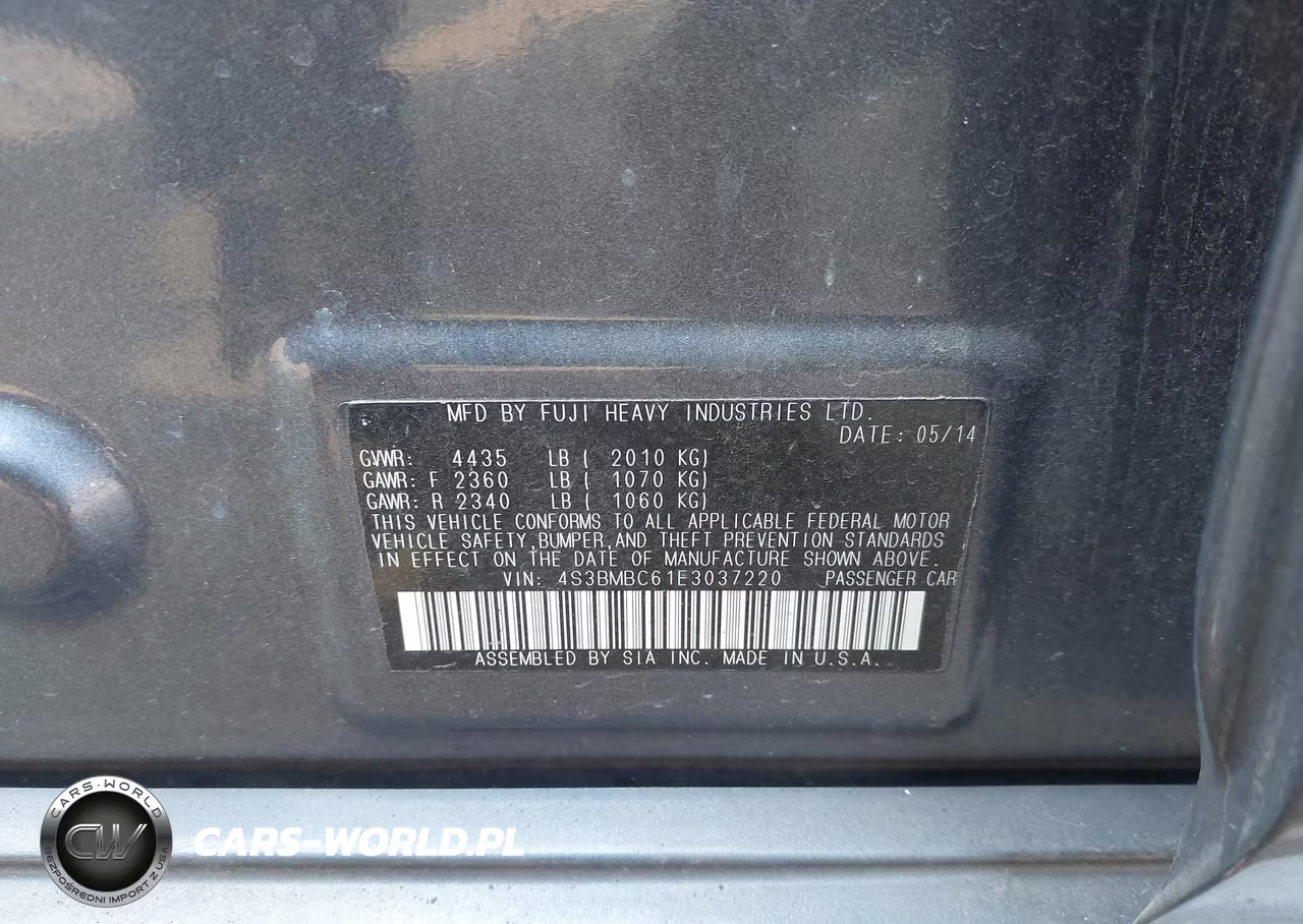 2014 Subaru Legacy 2.5I Premium VIN:4S3BMBC61E3037220 - 9
