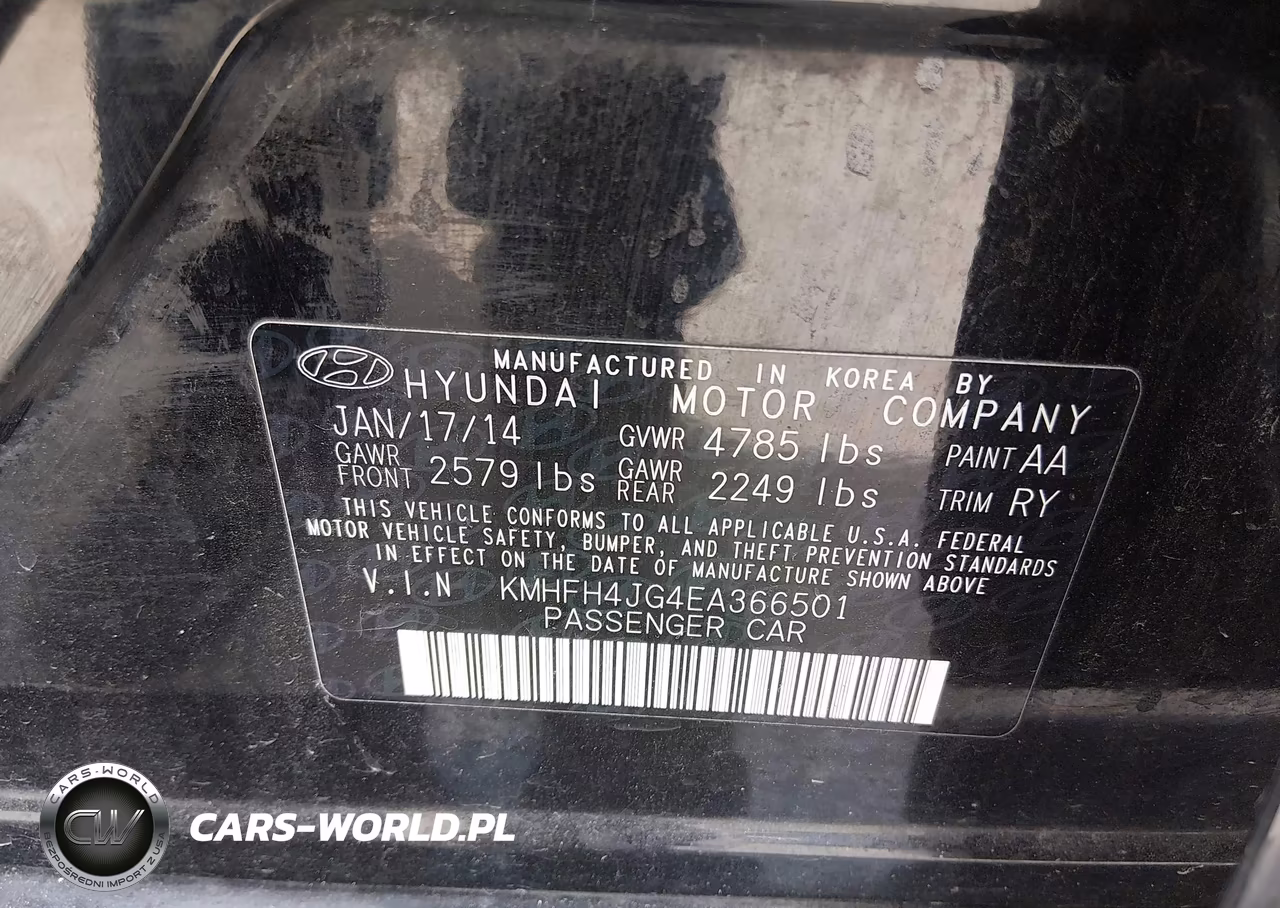 2014 Hyundai Azera Limited VIN:KMHFH4JG4EA366501 - 9