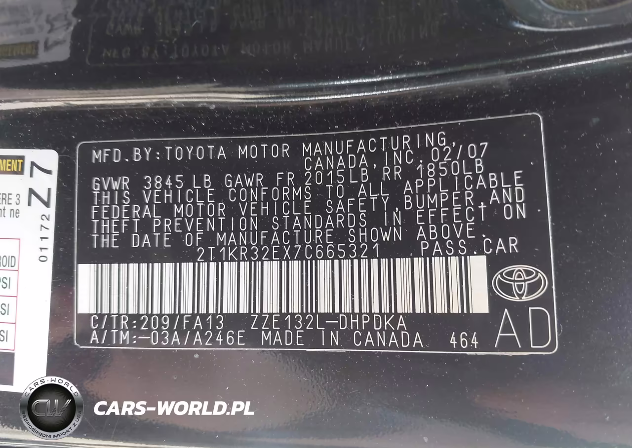 2007 Toyota Matrix VIN:2T1KR32EX7C665321 - 9