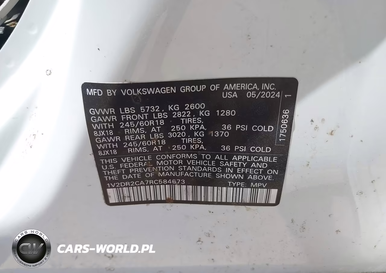 2024 Volkswagen Atlas 2.0T Se VIN:1V2DR2CA7RC584673 - 9