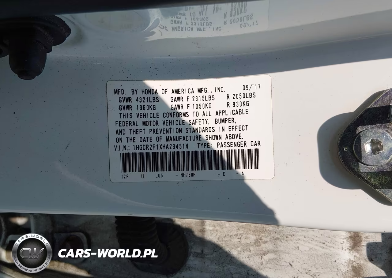 2017 Honda Accord Sport Se VIN:1HGCR2F1XHA294514 - 9