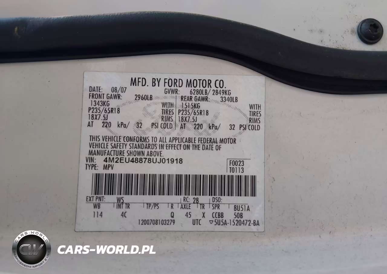 2008 Mercury Mountaineer Premier VIN:4M2EU48878UJ01918 - 9