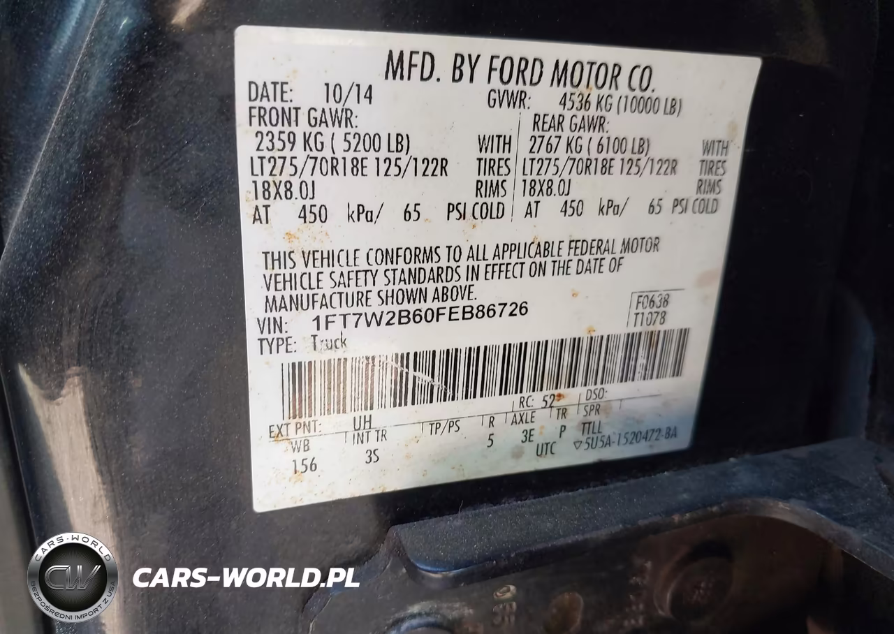 2015 FORD F-250 XLT VIN:1FT7W2B60FEB86726 - 9