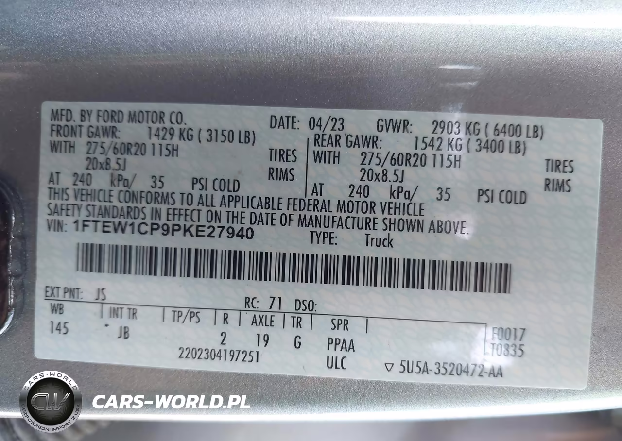2023 Ford F-150 Xl VIN:1FTEW1CP9PKE27940 - 9