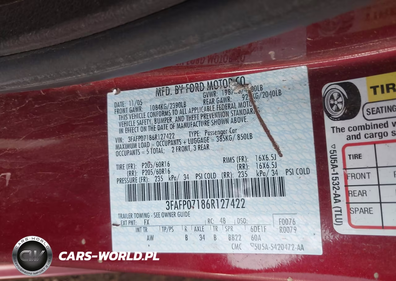 2006 Ford Fusion Se VIN:3FAFP07186R127422 - 9