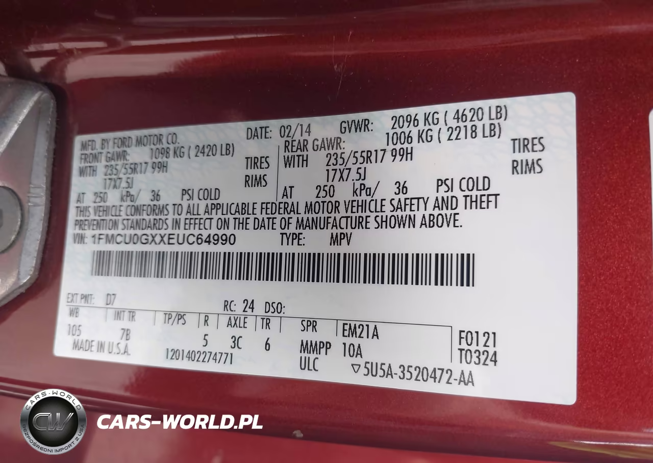 2014 Ford Escape Se VIN:1FMCU0GXXEUC64990 - 9