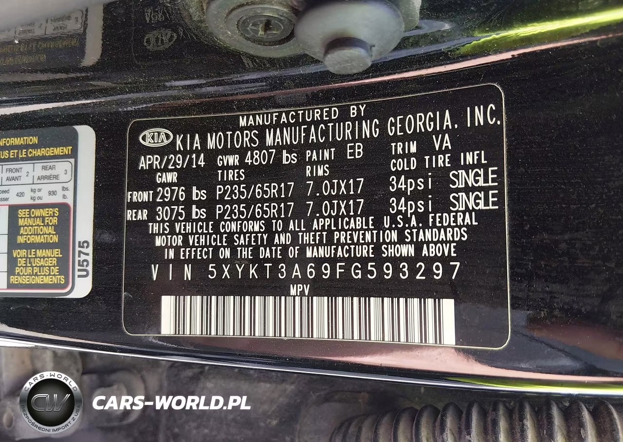 2015 Kia Sorento Lx VIN:5XYKT3A69FG593297 - 9