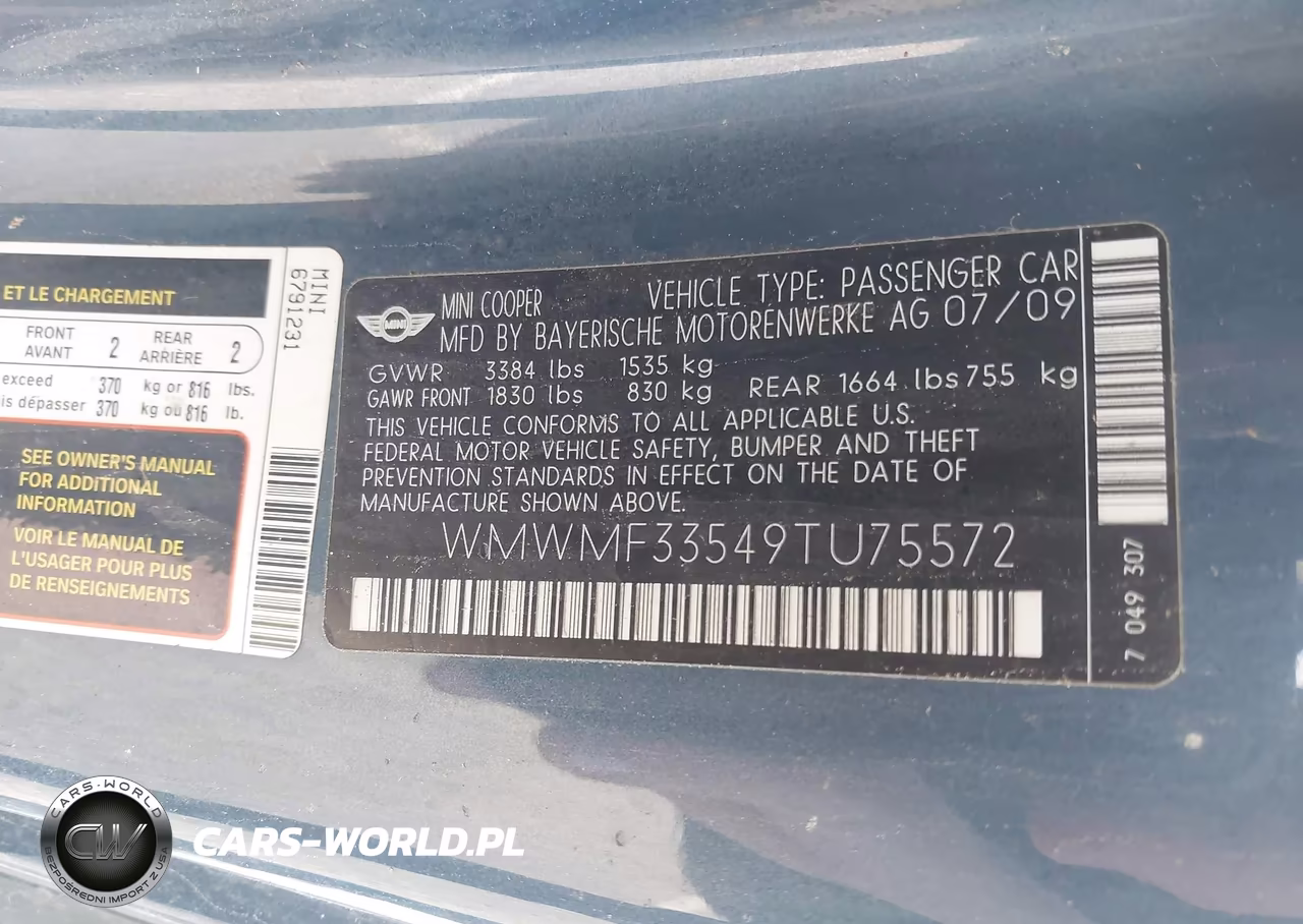 2009 Mini Cooper VIN:WMWMF33549TU75572 - 9