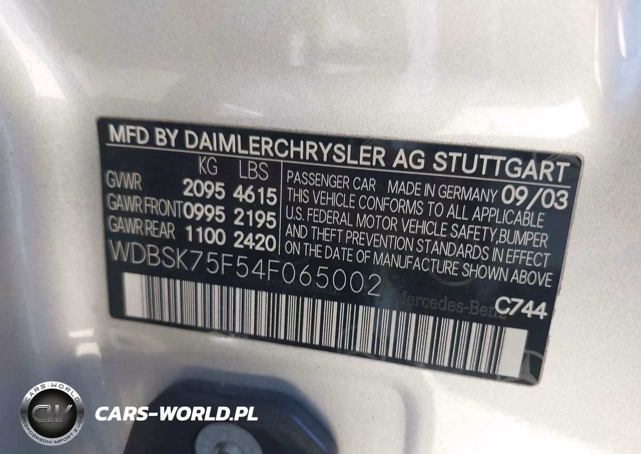 2004 Mercedes-Benz Sl 500 VIN:WDBSK75F54F065002 - 9