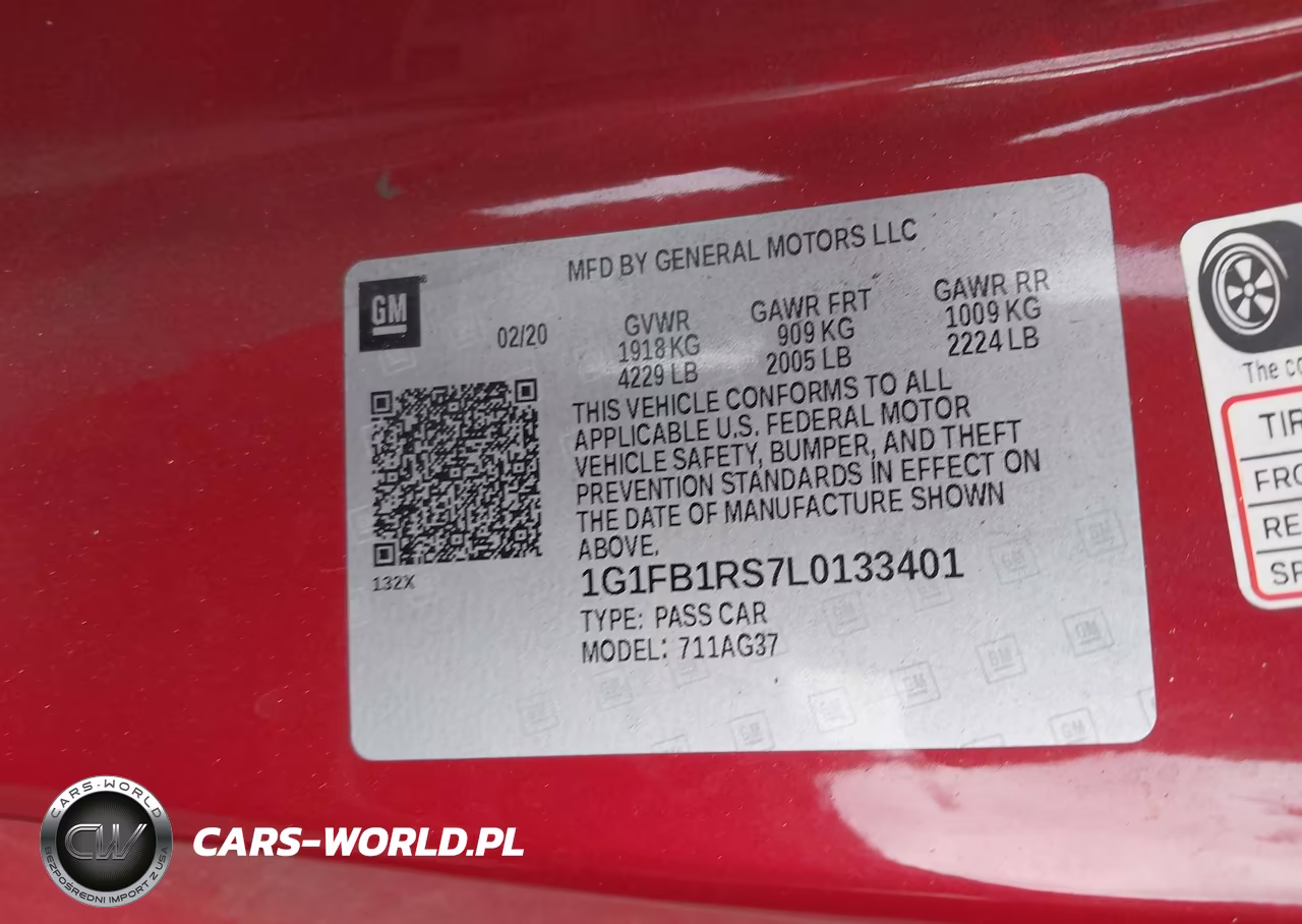 2020 Chevrolet Camaro Rwd 1Lt VIN:1G1FB1RS7L0133401 - 9