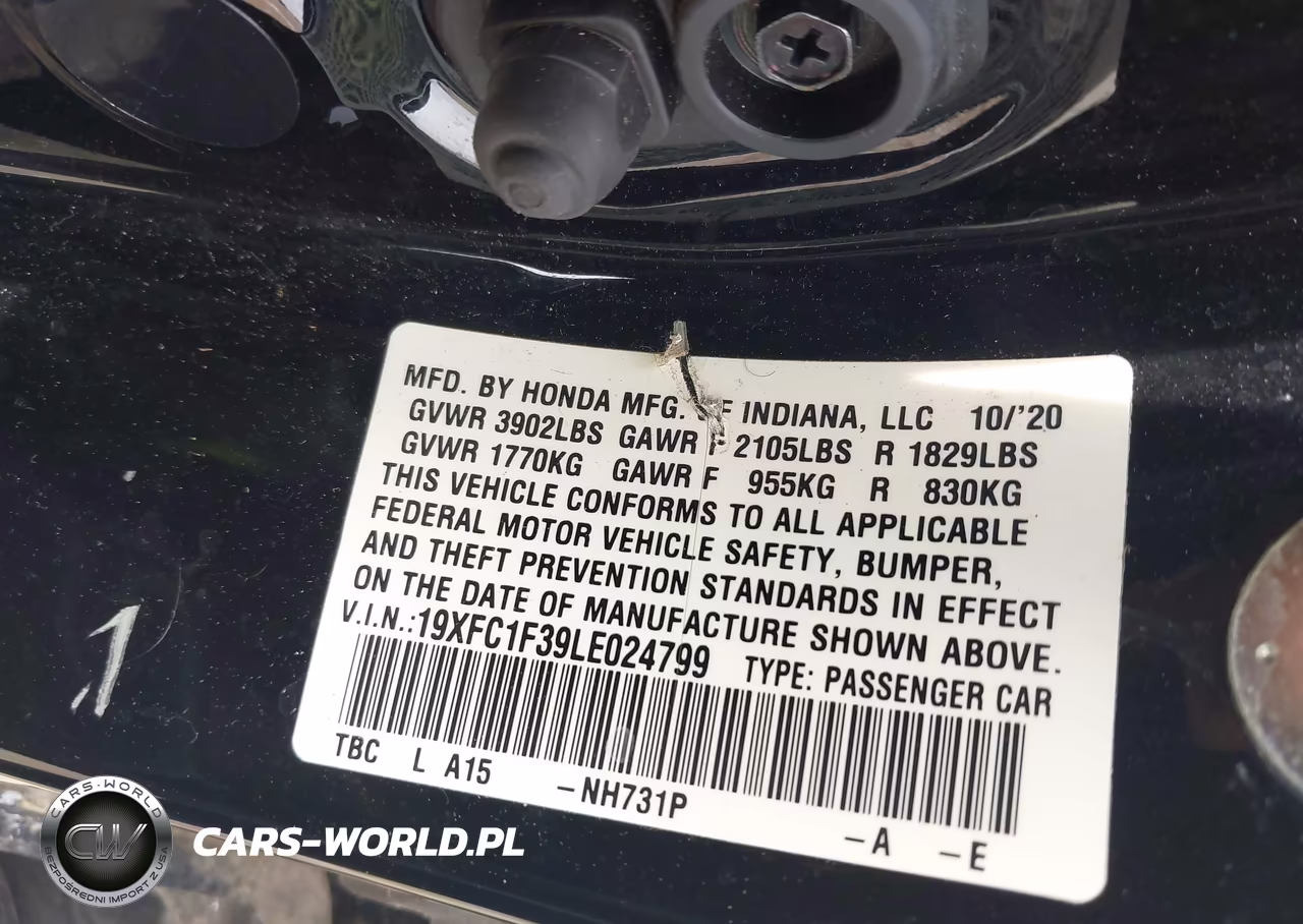 2020 Honda Civic Ex VIN:19XFC1F39LE024799 - 9