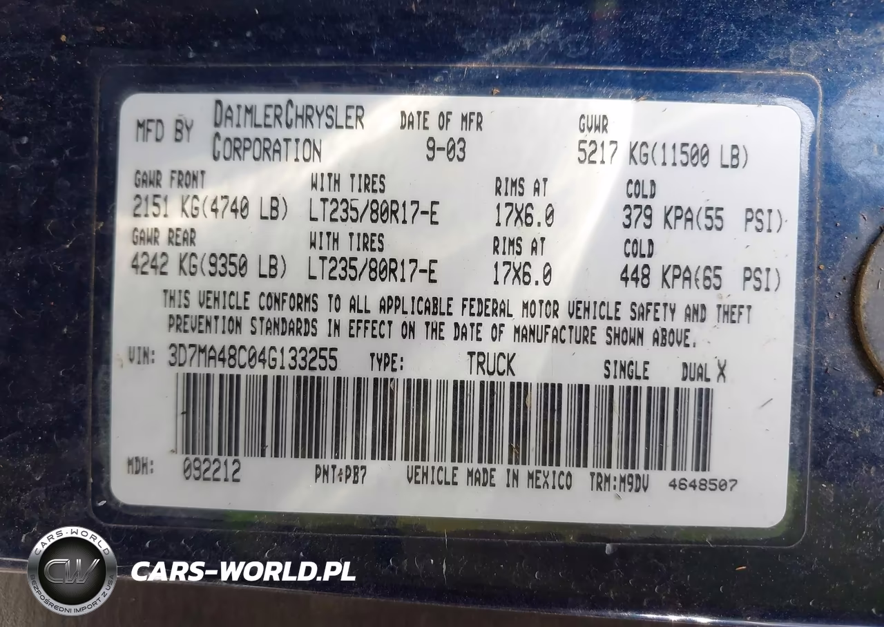 2004 Dodge Ram 3500 St VIN:3D7MA48C04G133255 - 9