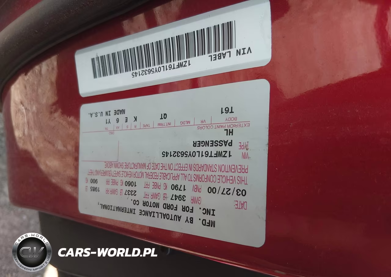 2000 Mercury Cougar V6 VIN:1ZWFT61L0Y5632145 - 9