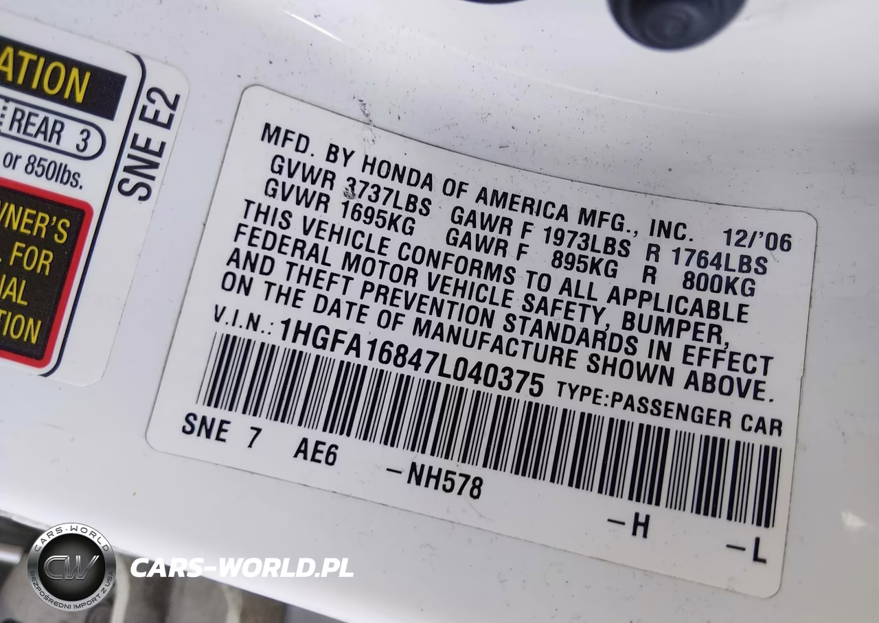 2007 Honda Civic Ex VIN:1HGFA16847L040375 - 9