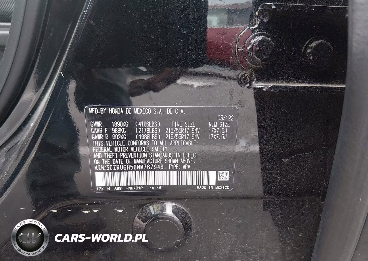 2022 Honda Hr-V Awd Ex VIN:3CZRU6H56NM767946 - 9