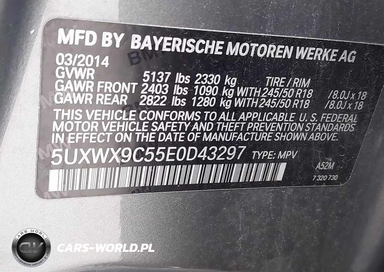 2014 BMW X3 xDrive28I VIN:5UXWX9C55E0D43297 - 9