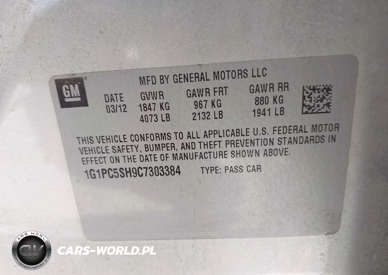 2012 Chevrolet Cruze Ls VIN:1G1PC5SH9C7303384 - 9