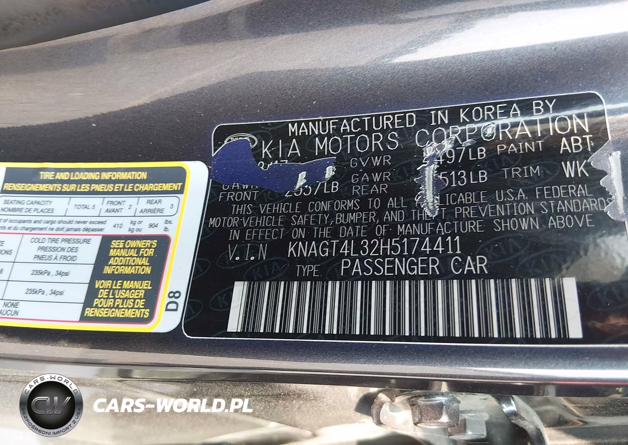 2017 Kia Optima Lx VIN:KNAGT4L32H5174411 - 9