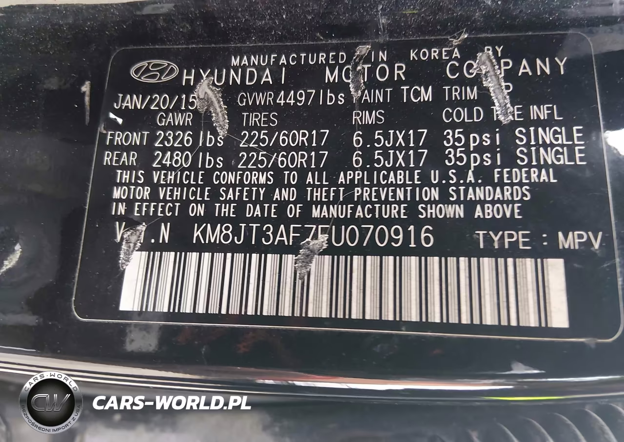 2015 Hyundai Tucson Gls VIN:KM8JT3AF7FU070916 - 9