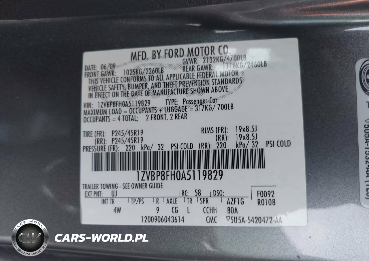 2010 Ford Mustang Gt-Gt Premium VIN:1ZVBP8FH0A5119829 - 9