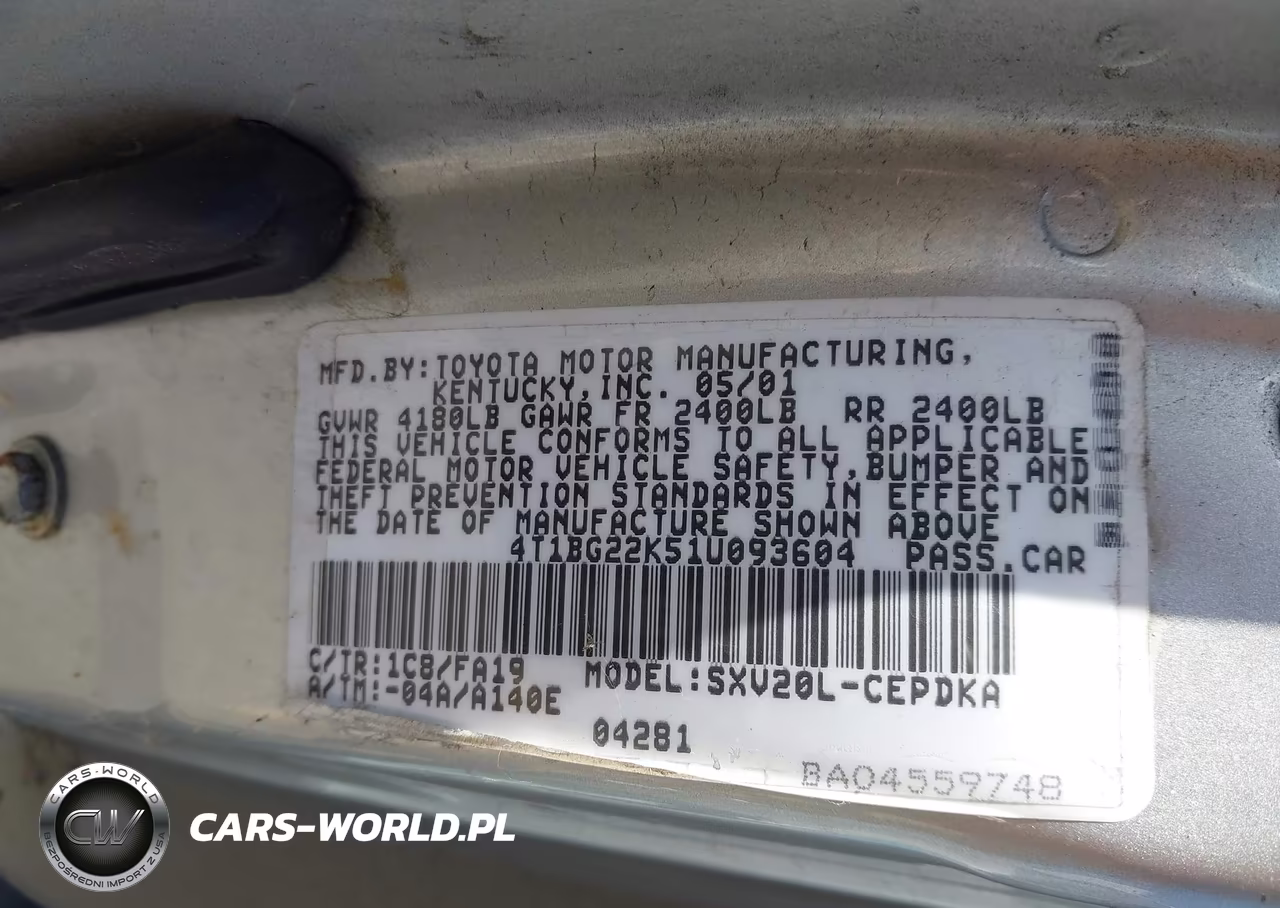 2001 Toyota Camry Ce VIN:4T1BG22K51U093604 - 9