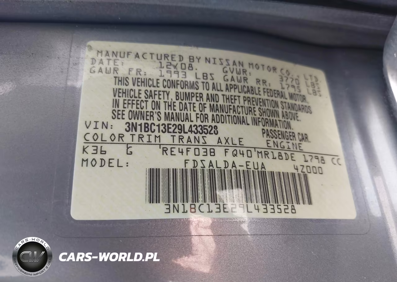 2009 Nissan Versa 1.8S VIN:3N1BC13E29L433528 - 9