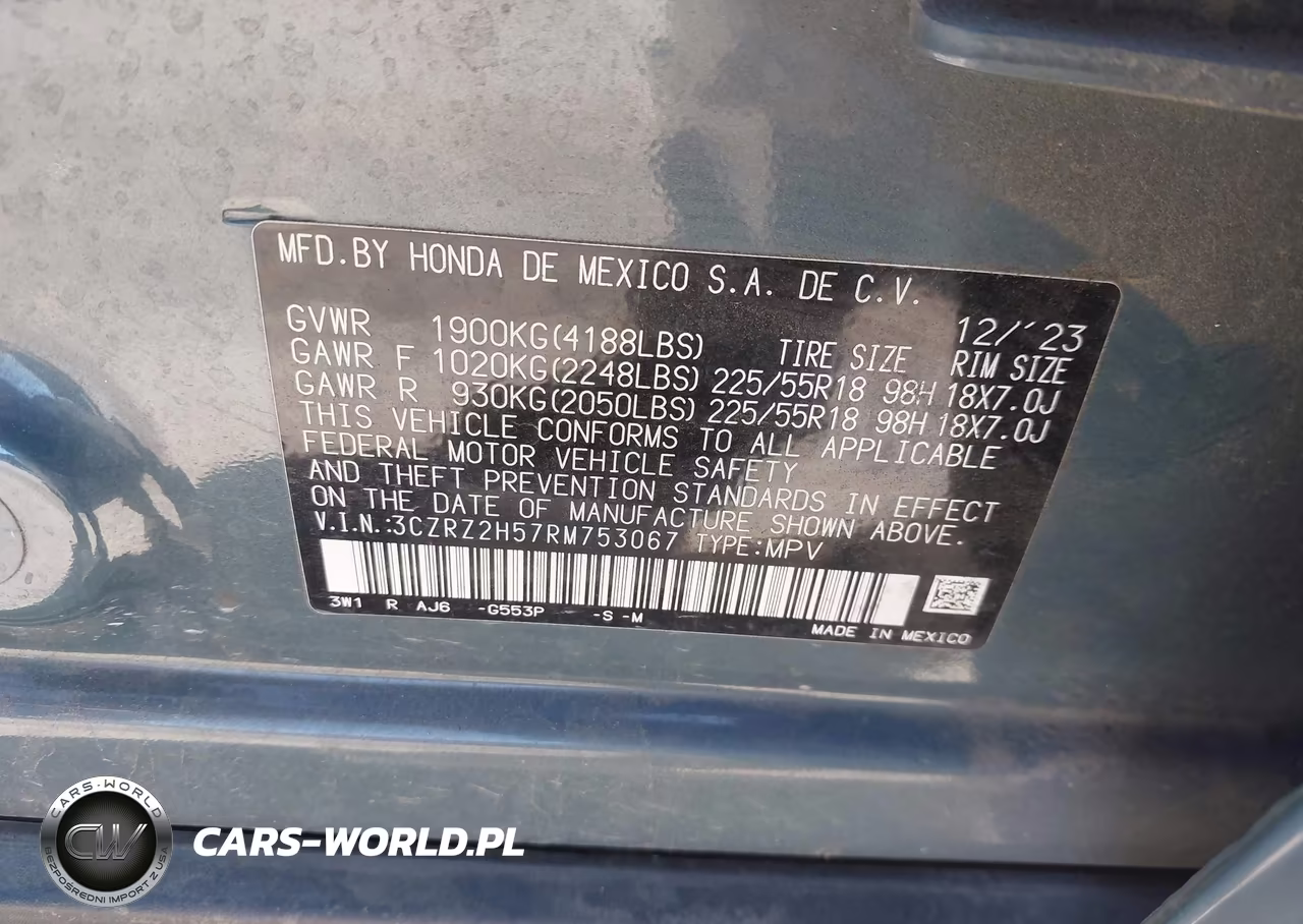 2024 Honda Hr-V Awd Sport-Awd Sport W-O Bsi VIN:3CZRZ2H57RM753067 - 9