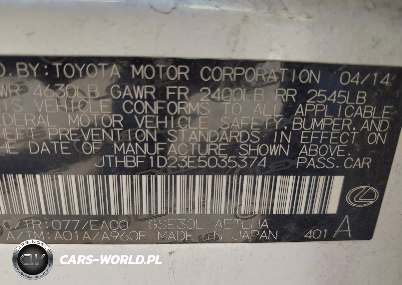2014 Lexus Is 250 VIN:JTHBF1D23E5035374 - 9