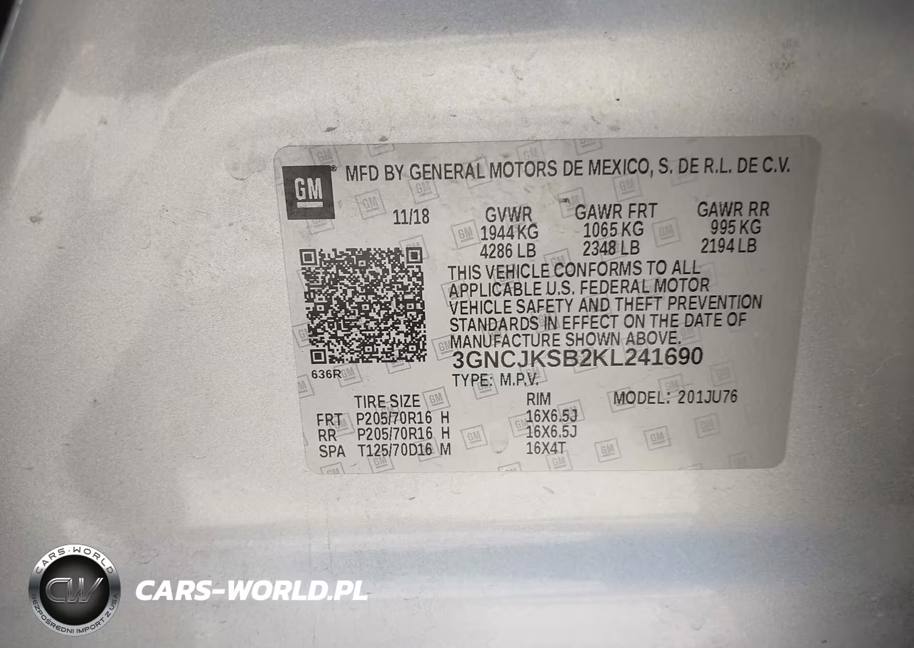 2019 Chevrolet Trax Ls VIN:3GNCJKSB2KL241690 - 9