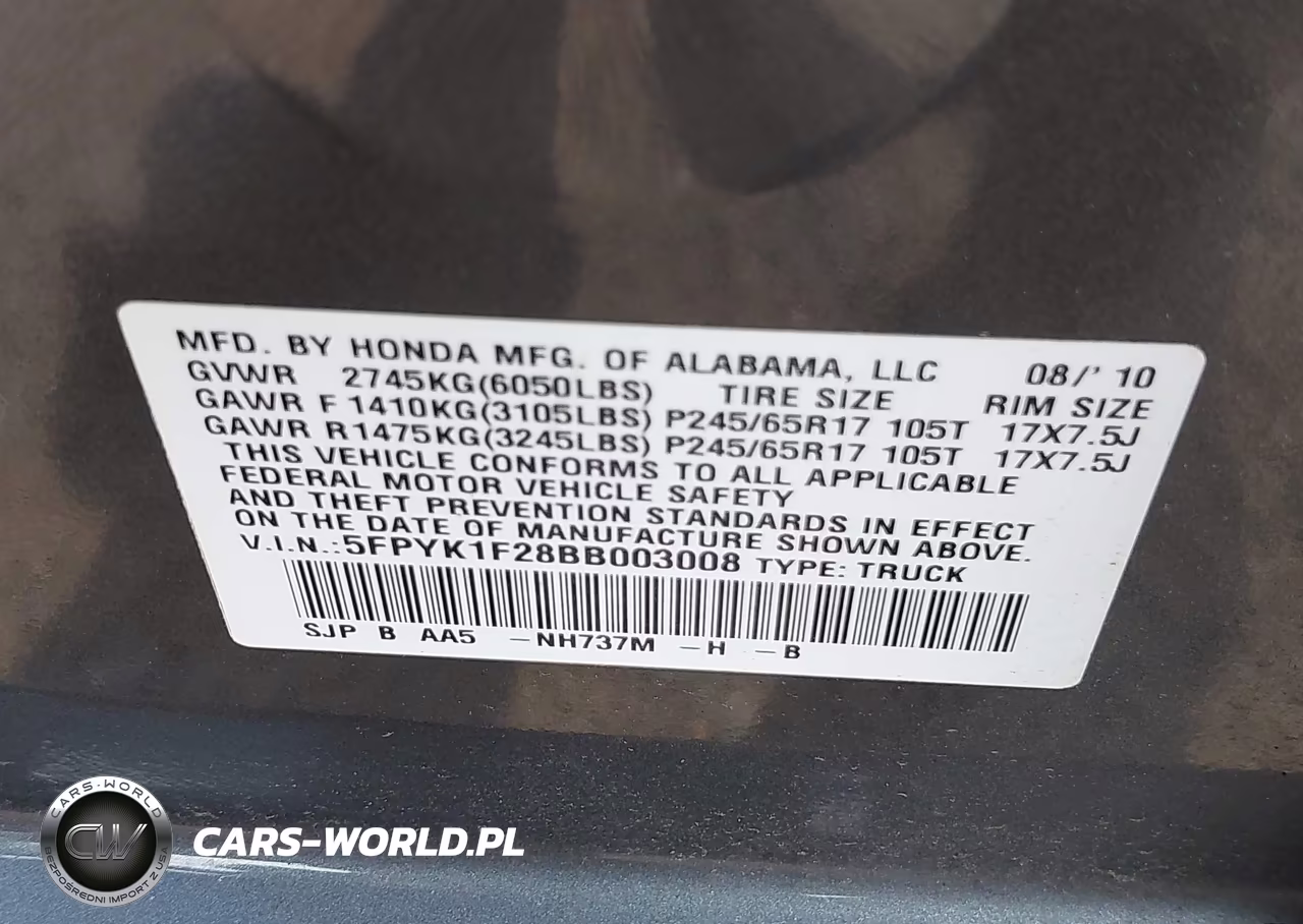 2011 Honda Ridgeline Rt VIN:5FPYK1F28BB003008 - 9