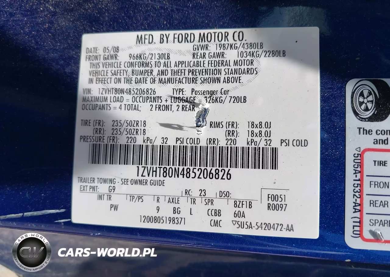 2008 Ford Mustang V6 Deluxe-V6 Premium VIN:1ZVHT80N485206826 - 9