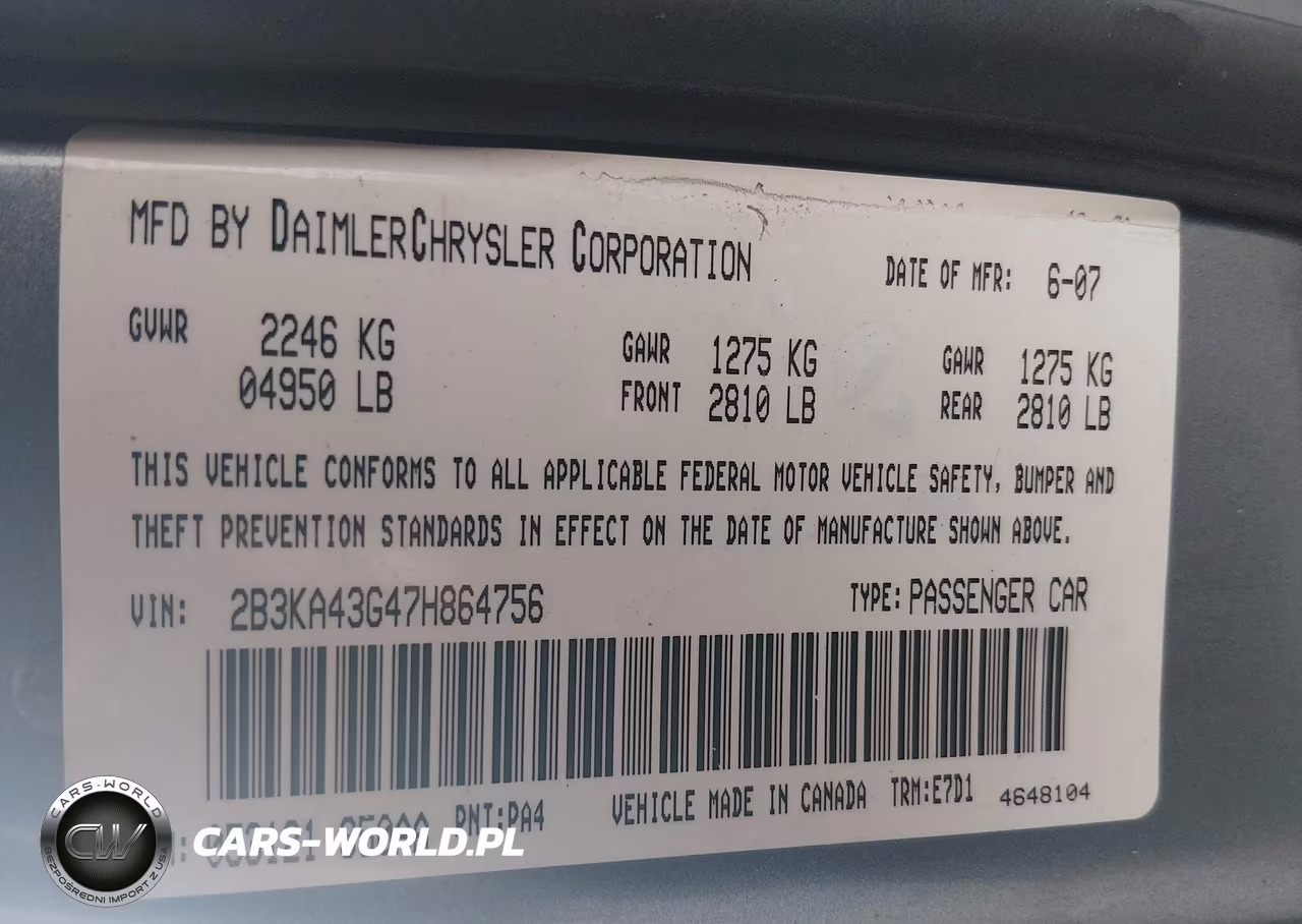 2007 Dodge Charger VIN:2B3KA43G47H864756 - 9