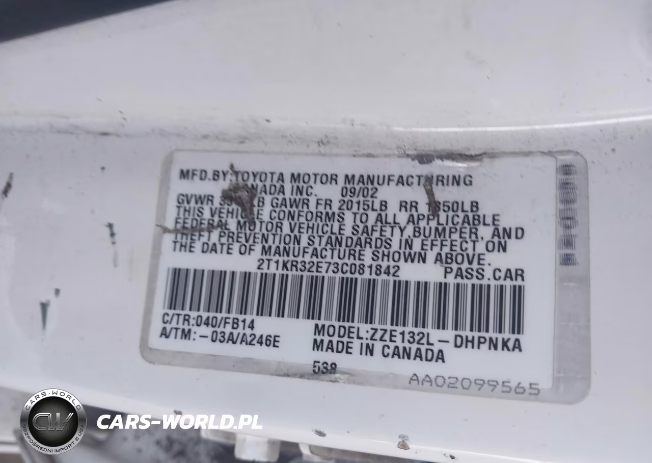 2003 Toyota Matrix Xr VIN:2T1KR32E73C081842 - 9