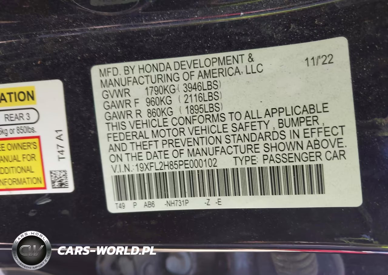 2023 Honda Civic Sport VIN:19XFL2H85PE000102 - 9