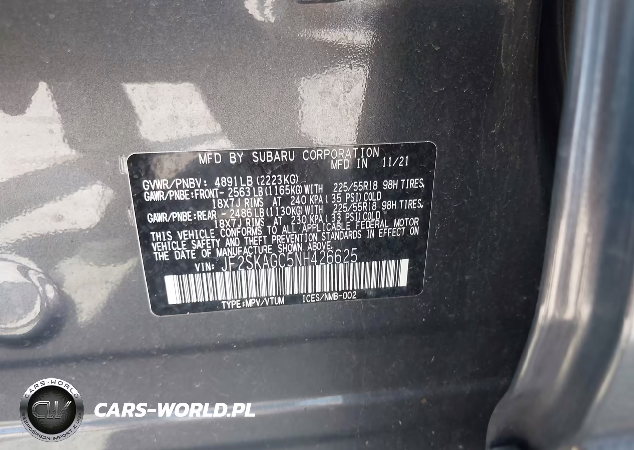 2022 Subaru Forester Sport VIN:JF2SKAGC5NH426625 - 9