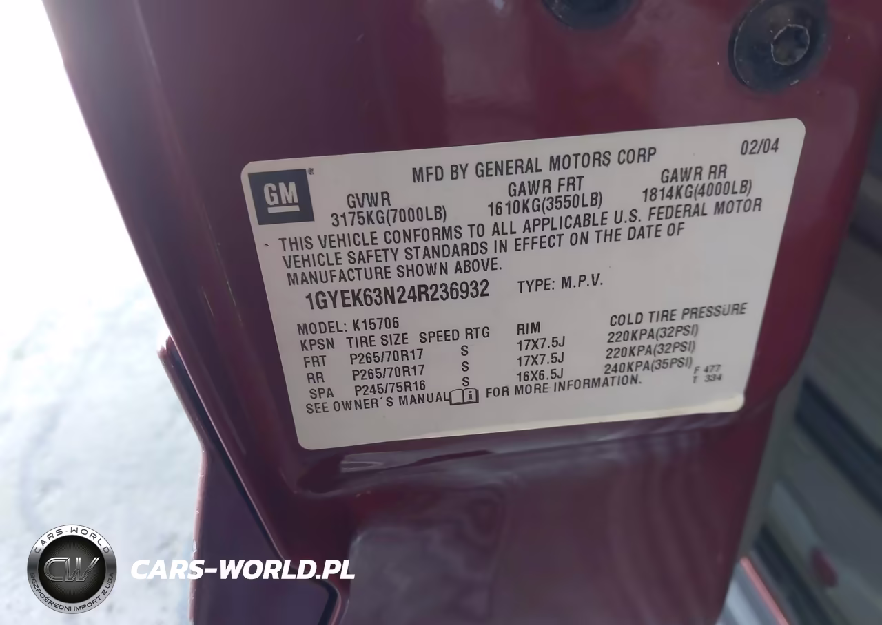 2004 Cadillac Escalade Standard VIN:1GYEK63N24R236932 - 9