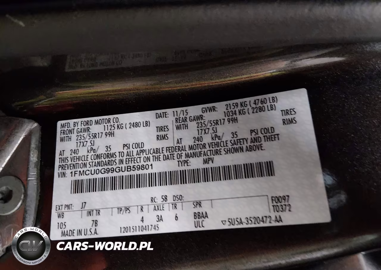 2016 FORD ESCAPE SE VIN:1FMCU0G99GUB59801 - 9