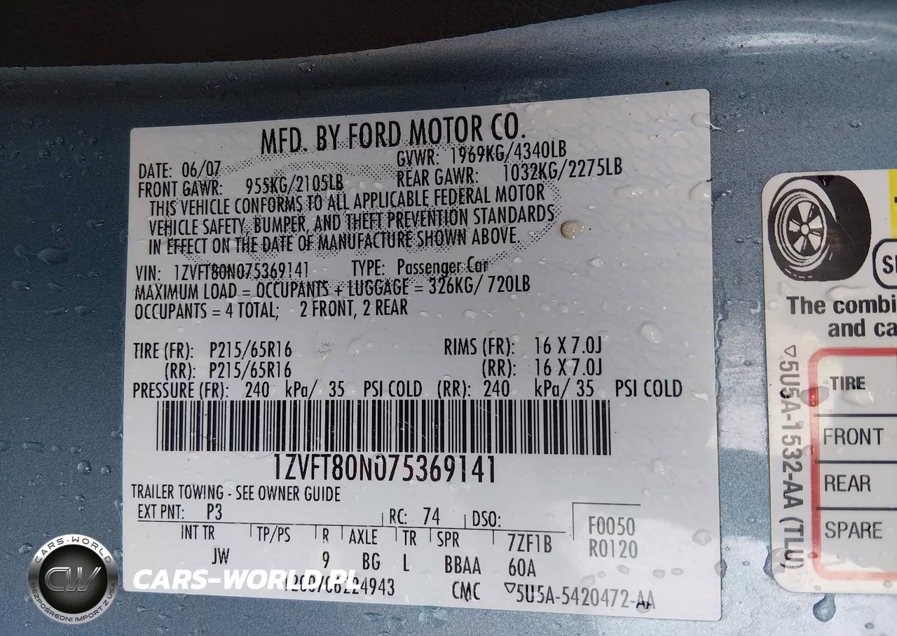 2007 Ford Mustang V6 Deluxe-V6 Premium VIN:1ZVFT80N075369141 - 9