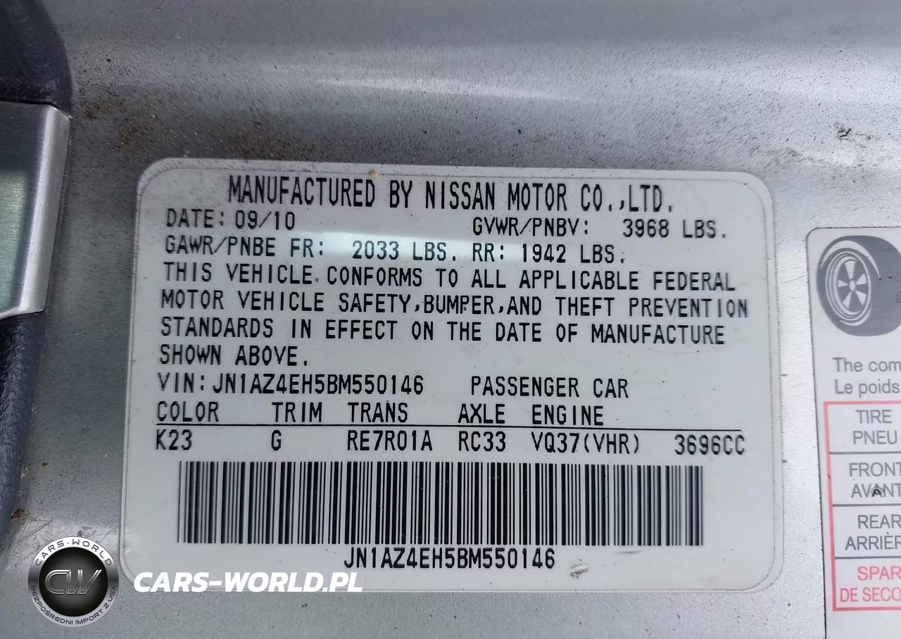 2011 Nissan 370Z Touring VIN:JN1AZ4EH5BM550146 - 9