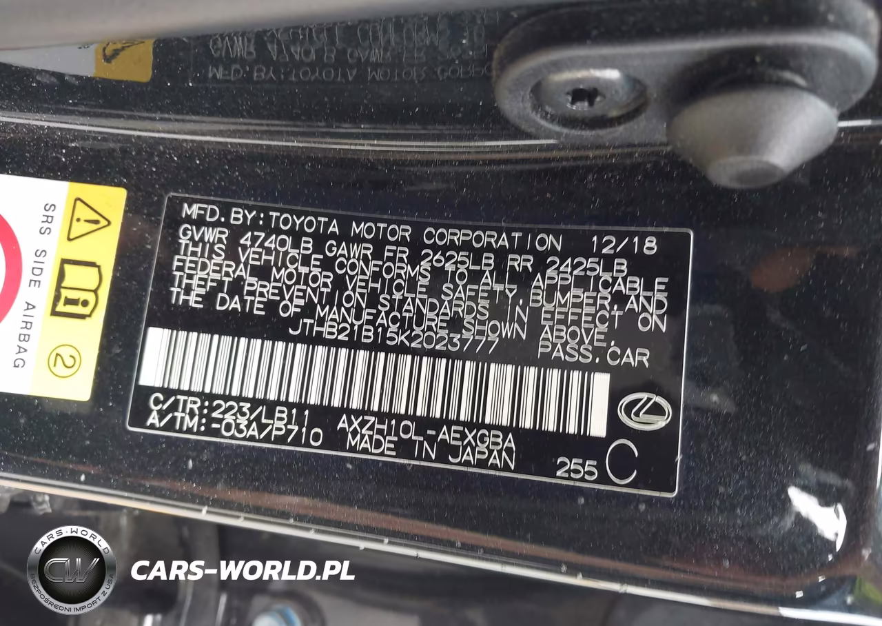 2019 Lexus Es 300H Luxury VIN:JTHB21B15K2023777 - 9